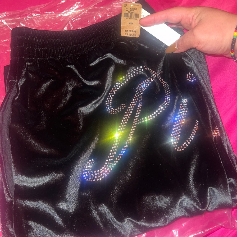 PINK Black Velvet Pants